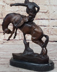 BRONCO TWISTER Frederic Remington Cowboy Bronze Statue Sculpture Western 10" x 10"