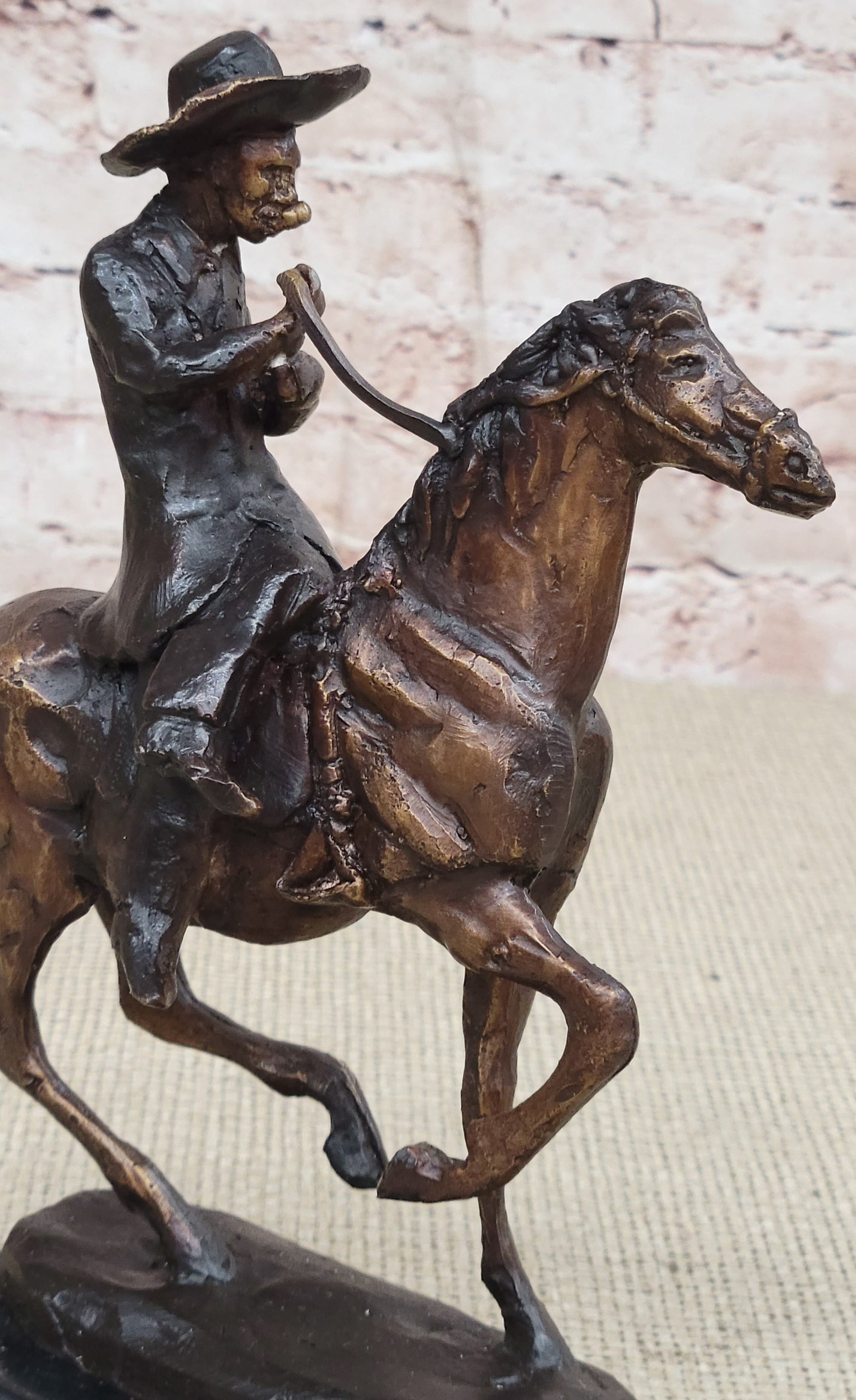 BREATH Frederic Remington Bronze Cowboy Statue Sculpture Western Art 9&quot; x 9&quot;