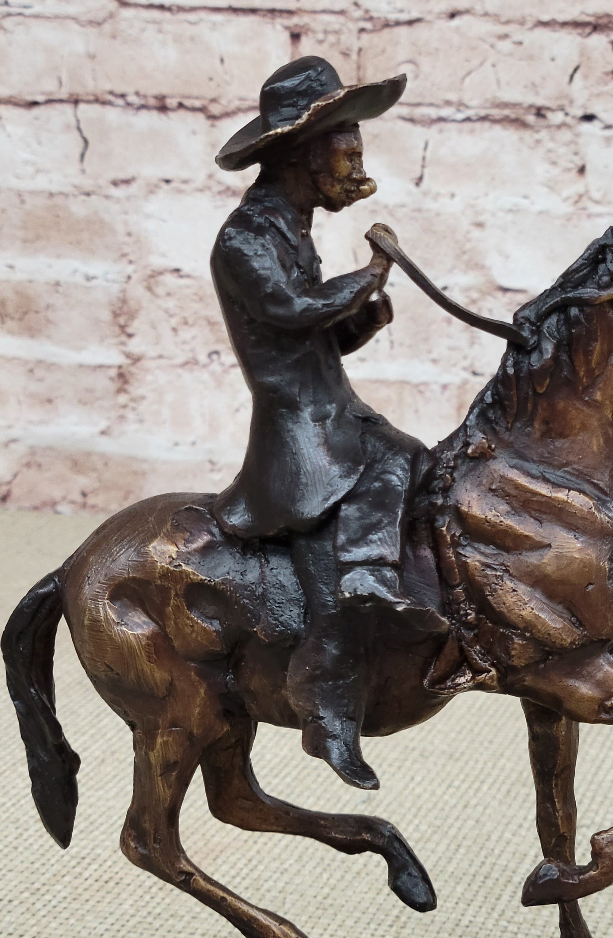 BREATH Frederic Remington Bronze Cowboy Statue Sculpture Western Art 9&quot; x 9&quot;