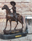 Will Rogers Cowboy on Horse Western Bronze Statue Sculpture Frederic Remington 9" x 8"