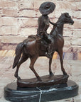 Will Rogers Cowboy on Horse Western Bronze Statue Sculpture Frederic Remington 9" x 8"