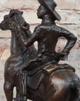 Will Rogers Cowboy on Horse Western Bronze Statue Sculpture Frederic Remington 9" x 8"