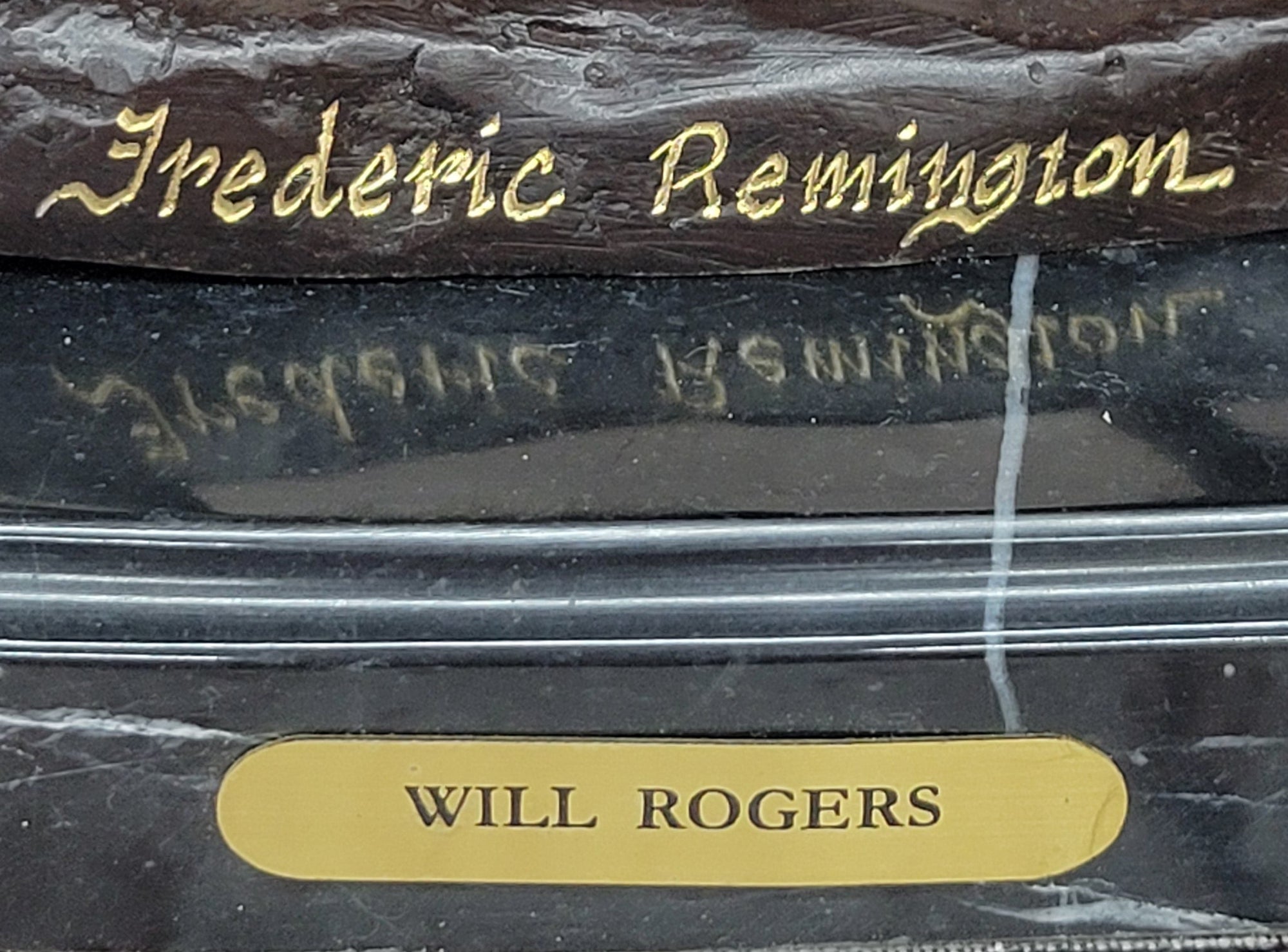 Will Rogers Cowboy on Horse Western Bronze Statue Sculpture Frederic Remington 9&quot; x 8&quot;