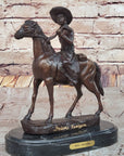 Will Rogers Cowboy on Horse Western Bronze Statue Sculpture Frederic Remington 9" x 8"