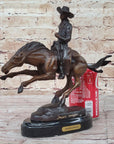 Frederic Remington Arizona Cowboy on Horse Art Deco Western Bronze Sculpture