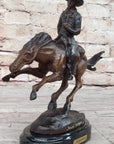 Frederic Remington Arizona Cowboy on Horse Art Deco Western Bronze Sculpture