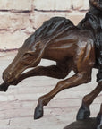 Frederic Remington Arizona Cowboy on Horse Art Deco Western Bronze Sculpture