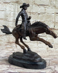 RANGER by Frederic Remington Cowboy on Horseback Bronze Sculpture Statue Country Western Art 9" x 8"