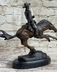 RANGER by Frederic Remington Cowboy on Horseback Bronze Sculpture Statue Country Western Art 9" x 8"