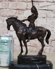 MOHICAN Western Bronze Statue Sculpture Native American Indian Horseback 11" x 8"