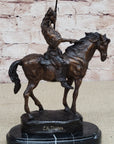 MOHICAN Western Bronze Statue Sculpture Native American Indian Horseback 11" x 8"