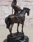 MOHICAN Western Bronze Statue Sculpture Native American Indian Horseback 11" x 8"