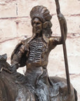 MOHICAN Western Bronze Statue Sculpture Native American Indian Horseback 11" x 8"