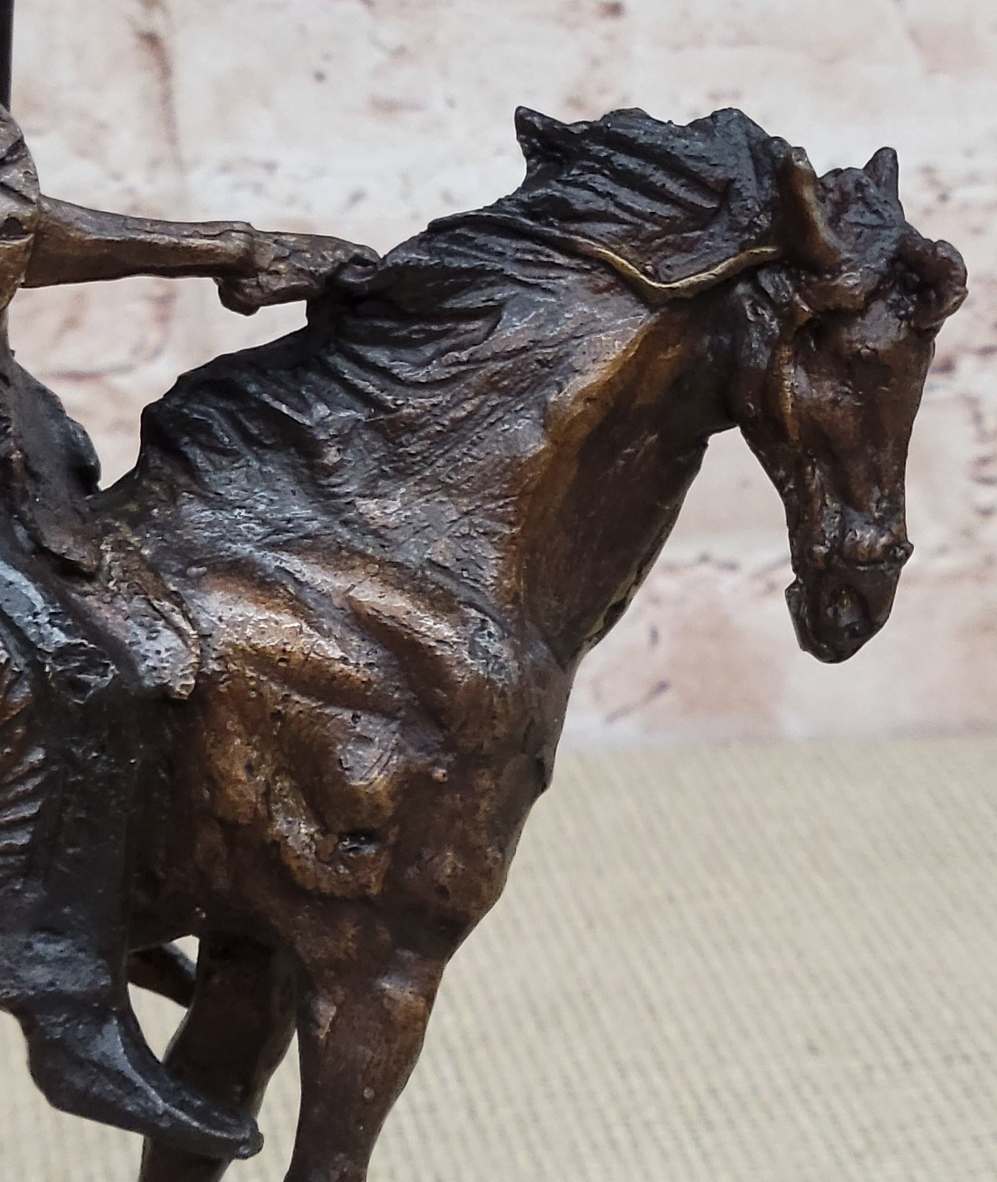 MOHICAN Western Bronze Statue Sculpture Native American Indian Horseback 11&quot; x 8&quot;