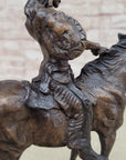 MOHICAN Western Bronze Statue Sculpture Native American Indian Horseback 11" x 8"