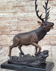 Bronze Marble Statue Elk Deer Caribou Buck Stag Lodge Sculpture Figure