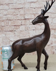 Reindeer Stag Deer Elk Caribou Bronze Metal Figurine Statue Sculpture 13.5" x 12"