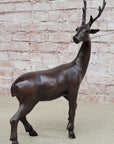 Reindeer Stag Deer Elk Caribou Bronze Metal Figurine Statue Sculpture 13.5" x 12"