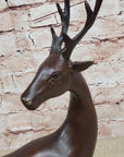 Reindeer Stag Deer Elk Caribou Bronze Metal Figurine Statue Sculpture 13.5" x 12"