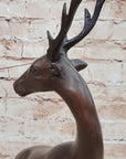 Reindeer Stag Deer Elk Caribou Bronze Metal Figurine Statue Sculpture 13.5" x 12"