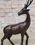 Reindeer Stag Deer Elk Caribou Bronze Metal Figurine Statue Sculpture 13.5" x 12"