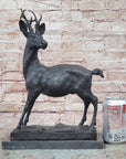 Elk Reindeer Stag Buck Hot Cast Bronze Figure Sculpture on Marble Base by Milo