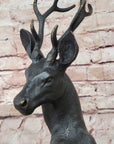 Elk Reindeer Stag Buck Hot Cast Bronze Figure Sculpture on Marble Base by Milo
