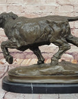 Running Water Buffalo Bull Bronze Sculpture Statue African Asian Wildlife Original Art