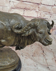 Running Water Buffalo Bull Bronze Sculpture Statue African Asian Wildlife Original Art