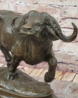 Running Water Buffalo Bull Bronze Sculpture Statue African Asian Wildlife Original Art