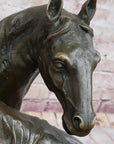Pair of Horses Bronze Sculpture – Elegant Equestrian Artwork on Marble Base by PJ Mene