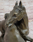 Pair of Horses Bronze Sculpture – Elegant Equestrian Artwork on Marble Base by PJ Mene