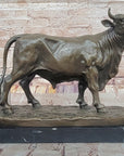 Classic Bronze Cow Sculpture by Isidore Bonheur – Detailed Farm Animal Statue on Marble Base