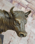 Classic Bronze Cow Sculpture by Isidore Bonheur – Detailed Farm Animal Statue on Marble Base