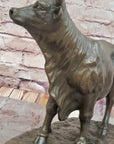 Classic Bronze Cow Sculpture by Isidore Bonheur – Detailed Farm Animal Statue on Marble Base