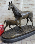 PJ Mene Horse & Foal Bronze Statue Sculpture Figure Equestrian Horses Decor 14" x 17"