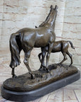 PJ Mene Horse & Foal Bronze Statue Sculpture Figure Equestrian Horses Decor 14" x 17"