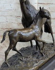 PJ Mene Horse & Foal Bronze Statue Sculpture Figure Equestrian Horses Decor 14" x 17"
