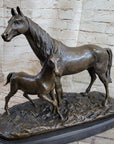 PJ Mene Horse & Foal Bronze Statue Sculpture Figure Equestrian Horses Decor 14" x 17"