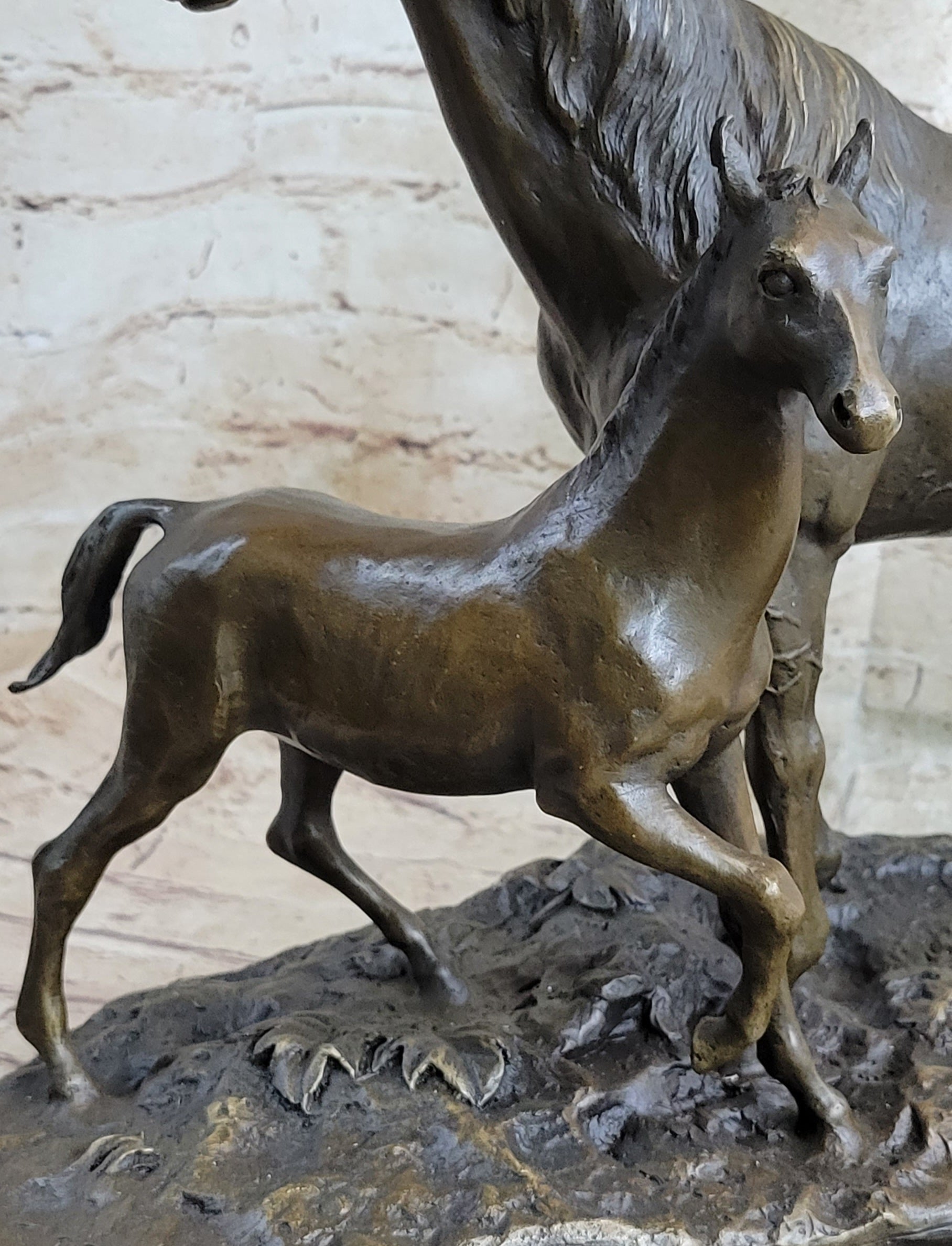 PJ Mene Horse &amp; Foal Bronze Statue Sculpture Figure Equestrian Horses Decor 14&quot; x 17&quot;