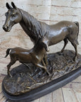 PJ Mene Horse & Foal Bronze Statue Sculpture Figure Equestrian Horses Decor 14" x 17"