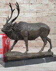 Signed Milo Male Deer Stag Buck Wildlife Bronze Sculpture Statue Figurine Art