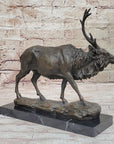 Signed Milo Male Deer Stag Buck Wildlife Bronze Sculpture Statue Figurine Art