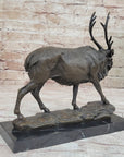 Signed Milo Male Deer Stag Buck Wildlife Bronze Sculpture Statue Figurine Art