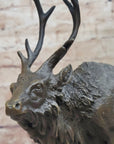 Signed Milo Male Deer Stag Buck Wildlife Bronze Sculpture Statue Figurine Art
