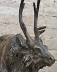 Signed Milo Male Deer Stag Buck Wildlife Bronze Sculpture Statue Figurine Art