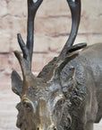 Signed Milo Male Deer Stag Buck Wildlife Bronze Sculpture Statue Figurine Art