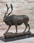 Signed Milo Male Deer Stag Buck Wildlife Bronze Sculpture Statue Figurine Art
