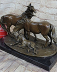 HORSES HARMONY STALLION BRONZE SCULPTURE STATUE HOT CAST MARBLE BASE FIGURINE SA