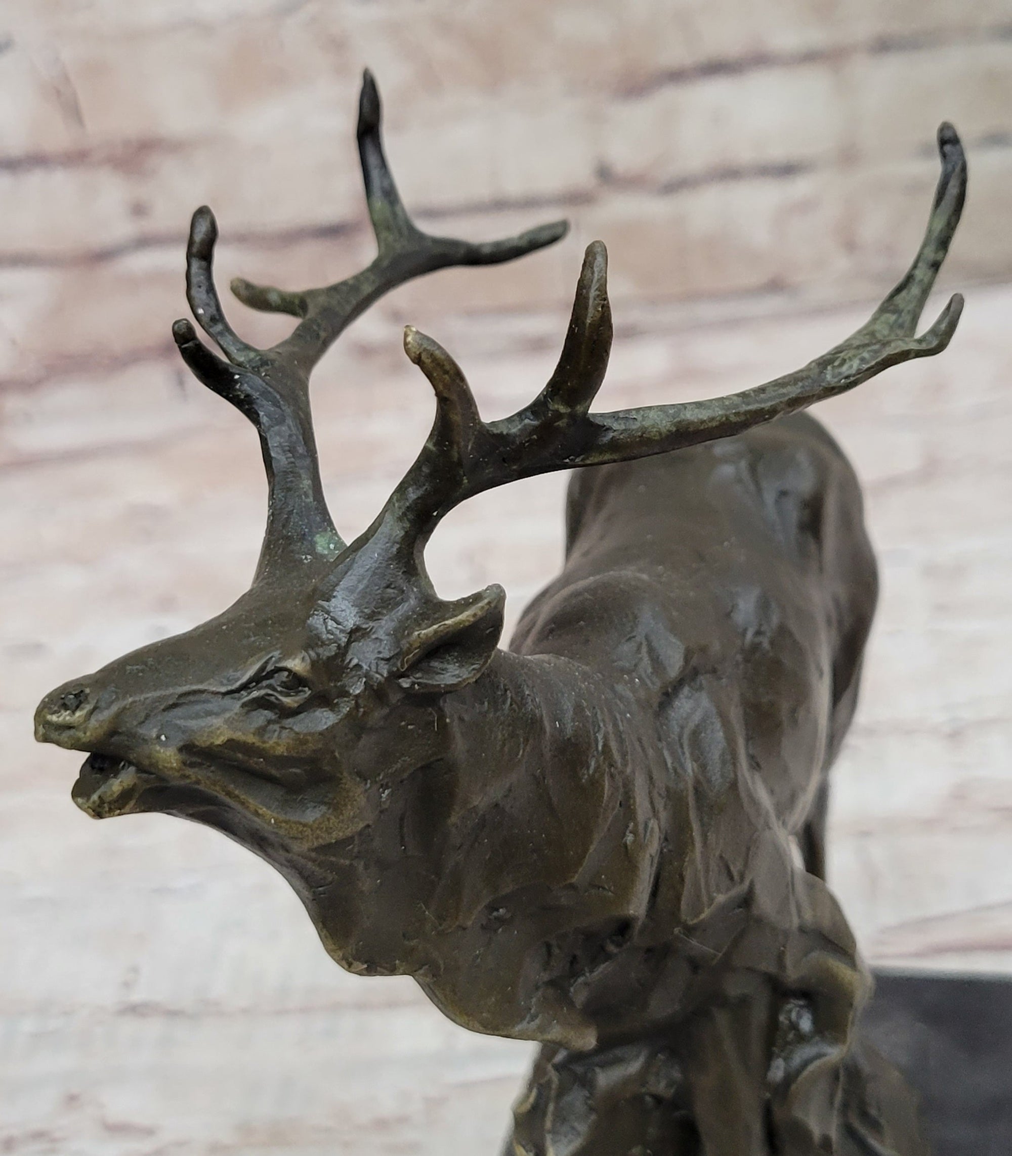 Signed Original Male Elk Mountain Deer Caribou Hunter Bronze Sculpture Art Decor